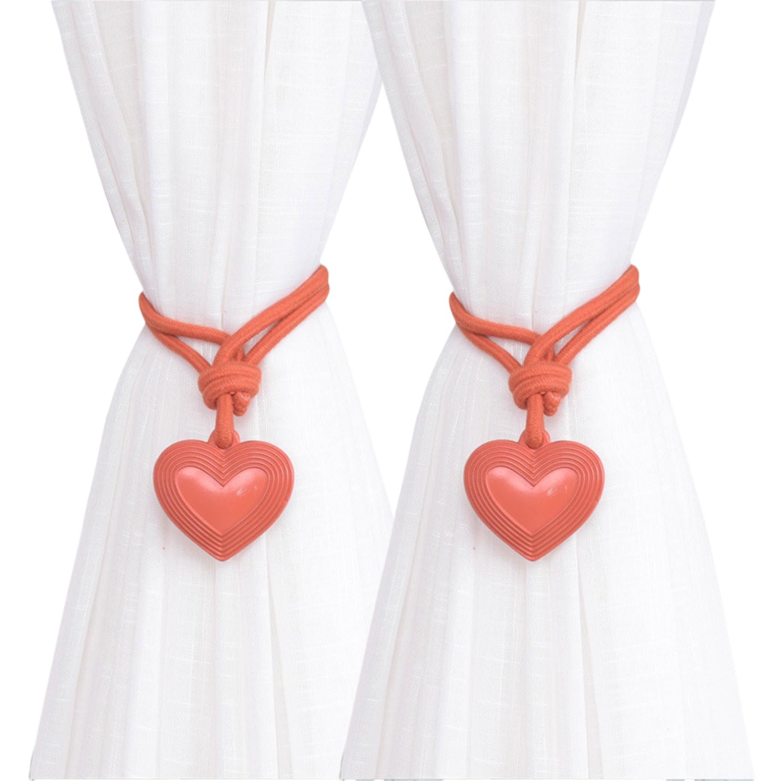 Tsophreniq Modern Braided Rope Curtain Ties with Heart Pendant 2 Pack Window Drapery Tiebacks Holdbacks for Casual or Formal Drapes Curtain Ties