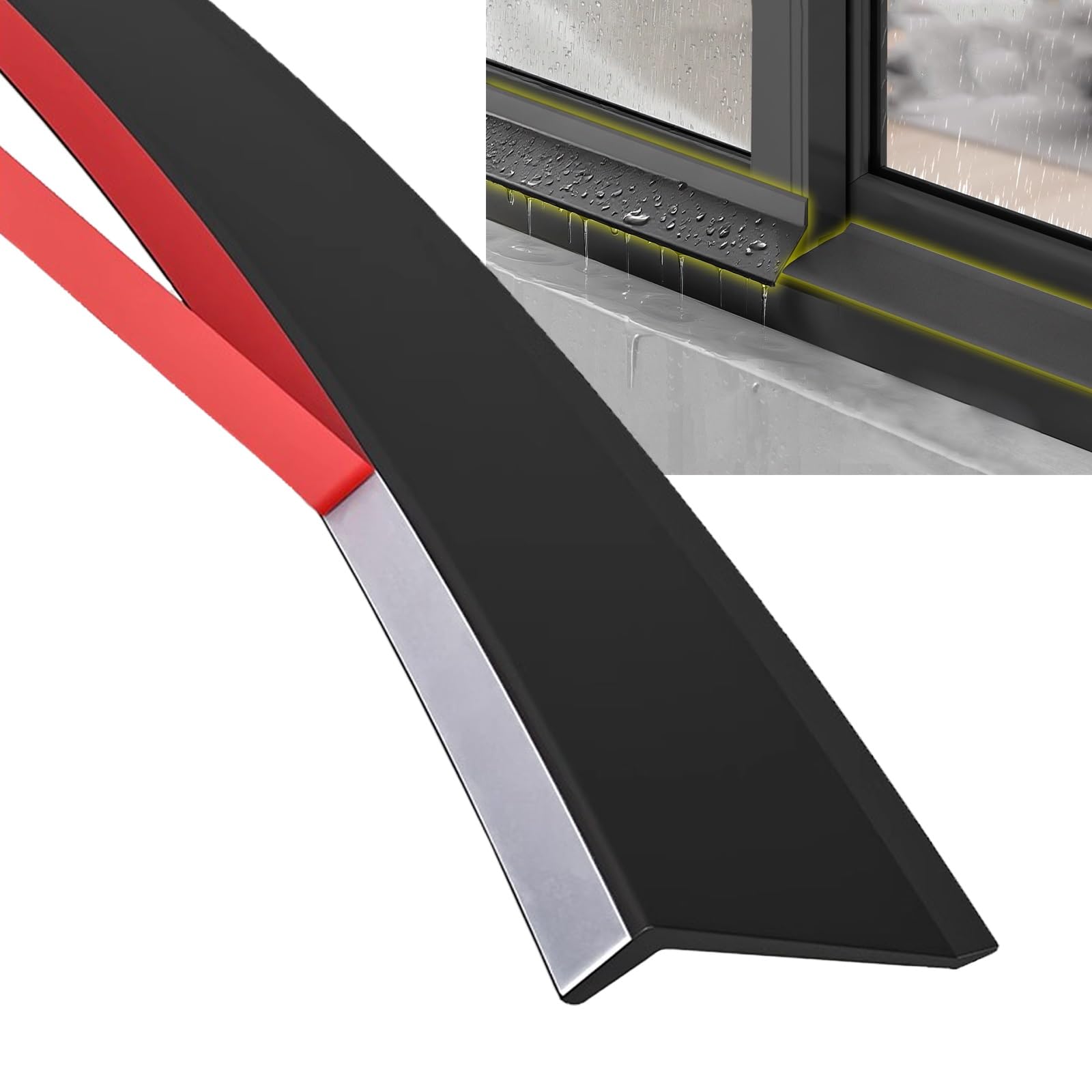 Estdkmnos 5.5Cm Window Outer Edge Rain Shield， Self-Adhesive Rubber Drip Cap Edge Weatherstrip Rain Diverter 4.5- X 1.5-5M(,(9.8Ft))