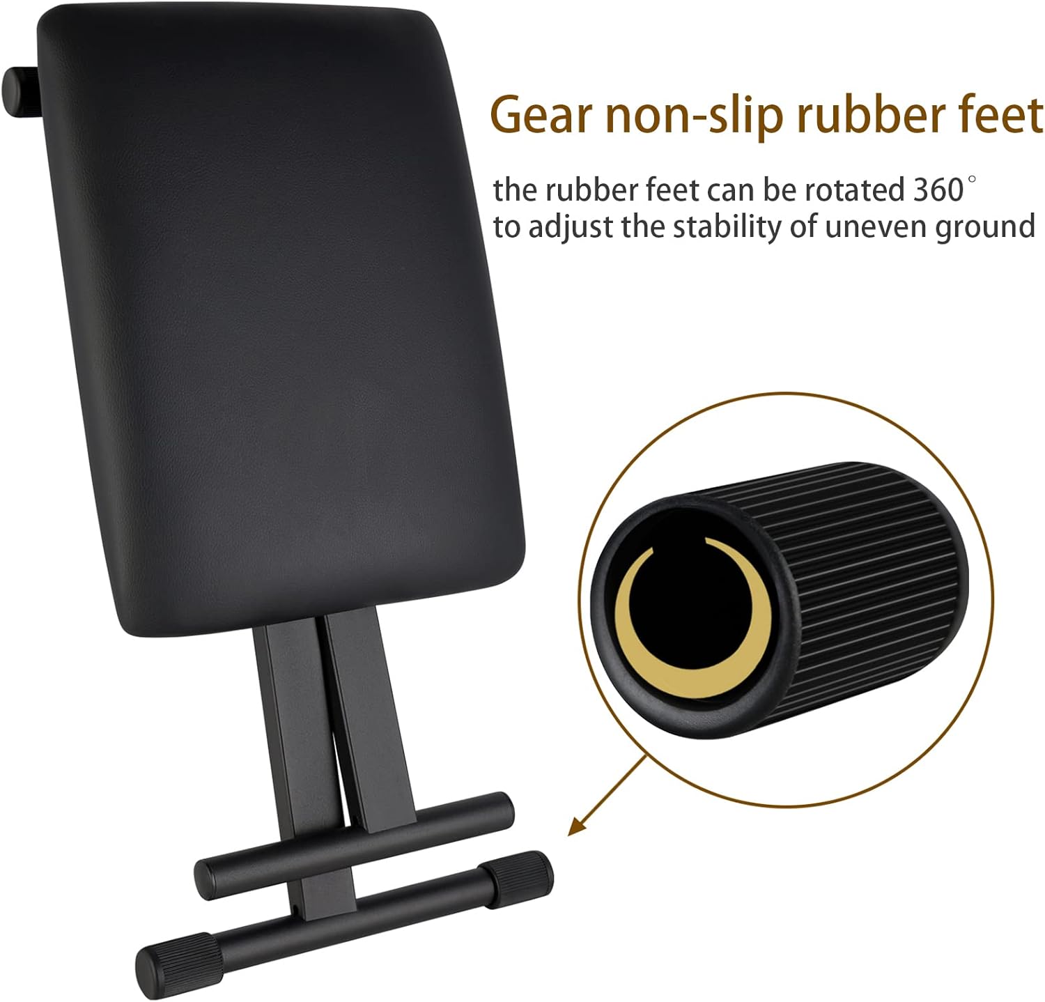 EASTROCK Adjustable Piano Bench, X Frame Folding Keyboard Chair Stool with 3 Height Settings (19.7-20.9 Inch),Suitable for Electronic Keyboard and Digital Piano (Original Edition) - Image 7