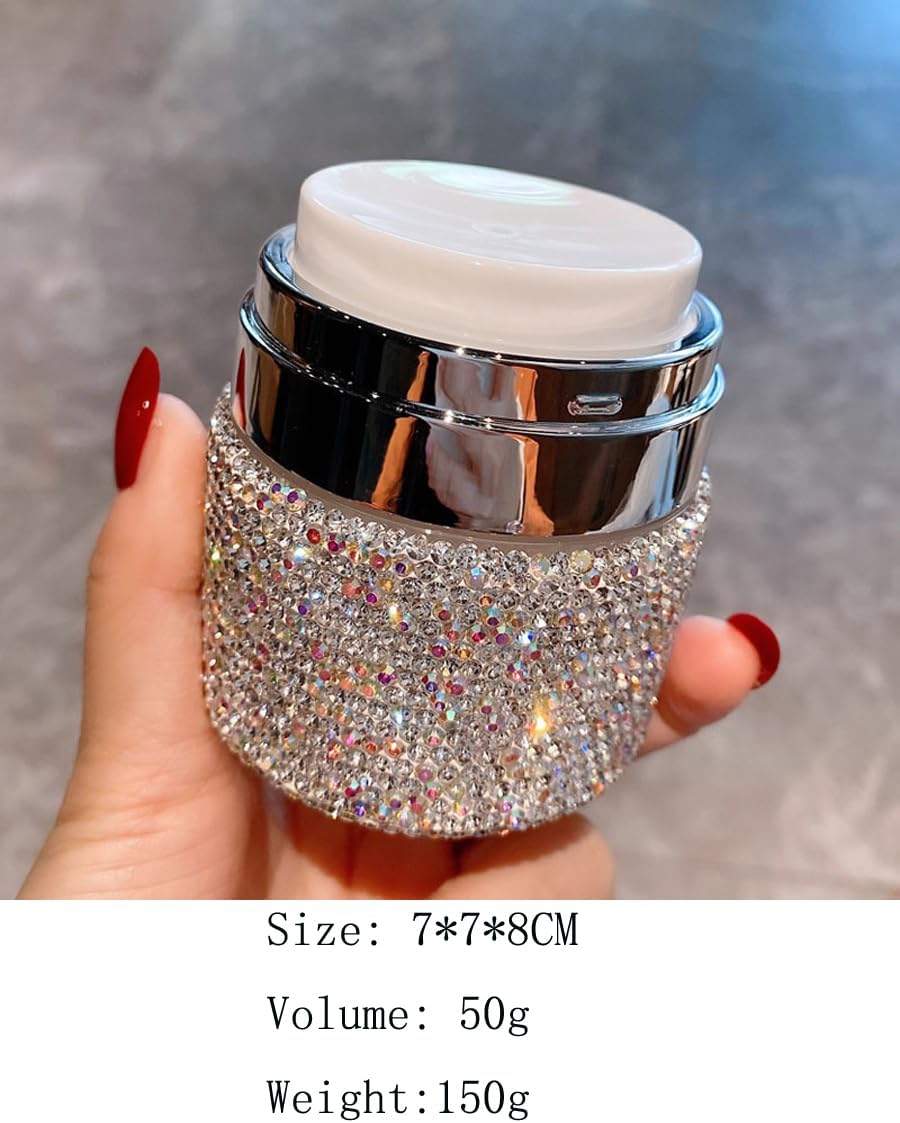 Luxury Bling 30ml Refillable Cream Empty Dispensing Bottle Portable Lotion Containers, Makeup Pot Bottle Pump Jar, Eye Cream Dispensing Box Set (Silver02) 1 Luxury Bling 30ml Refillable Cream Empty Dispensing Bottle Portable Lotion Containers, Makeup Pot Bottle Pump Jar, Eye Cream Dispensing Box Set (Silver02)