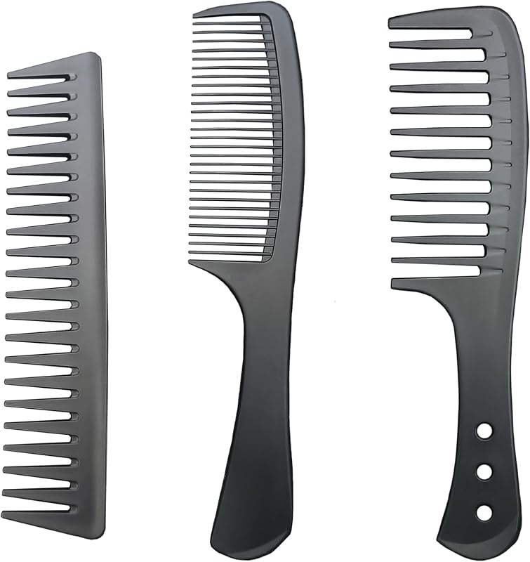 3 PCS Carbon Fiber Anti Static Comb, Heat Resistant Comb-Fine and Wide Tooth Hair Combs for Men and Women, Professional for Hair Stylist