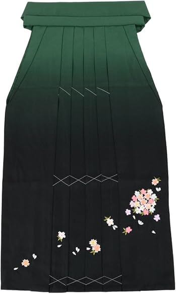 Amazon | [京のみやび] 卒業式 袴 単品 レディース 両面刺繍 輪桜 緑黒 