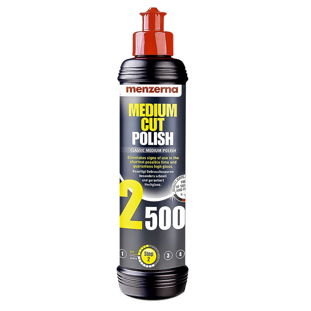 detailmate Auto Polier Set: PLSH H15 Exzenter Poliermaschine + menzerna Heavy Cut 1000 - Medium Cut 2500 - Super Finish 3500 + 3 passende Polierpads + 3M Band + detailmate Mikrofasertuch 550GSM