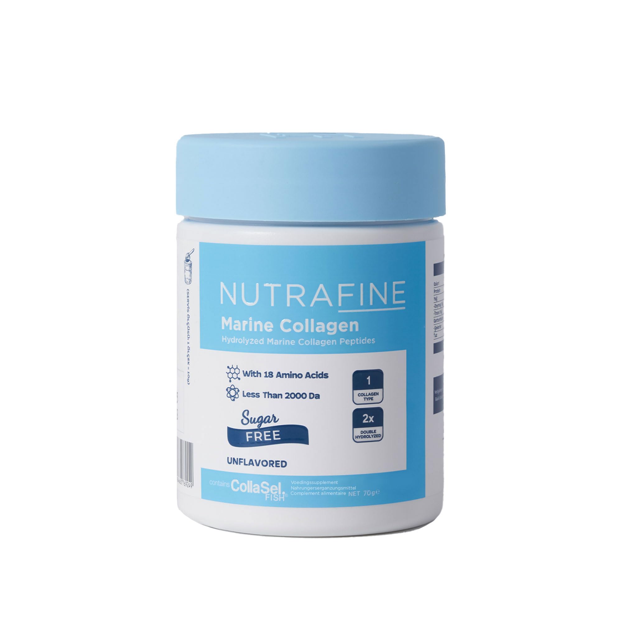 Marine Collagen Doğal%100 Çift Hidrolize Tip 1 Balık Kolajen Peptitler 70 gr(7 günlük)