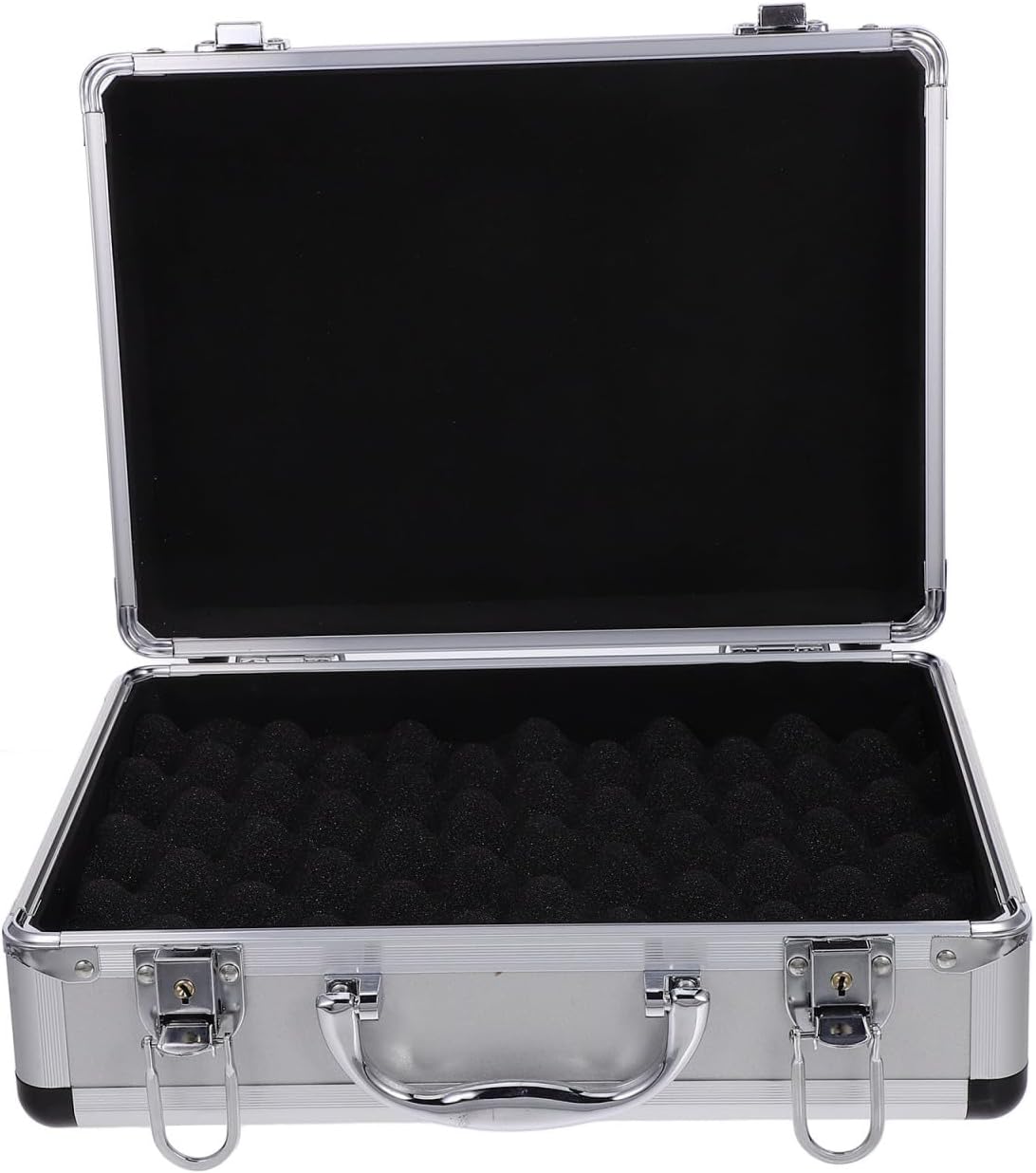 VICASKY Metal Briefcase Aluminum with Lock Locking Case Leather For Men Money The Bank Hard Kids Silver for Women Foam Travelers Luggage Travel Cash (320 * 230 * 110mm)