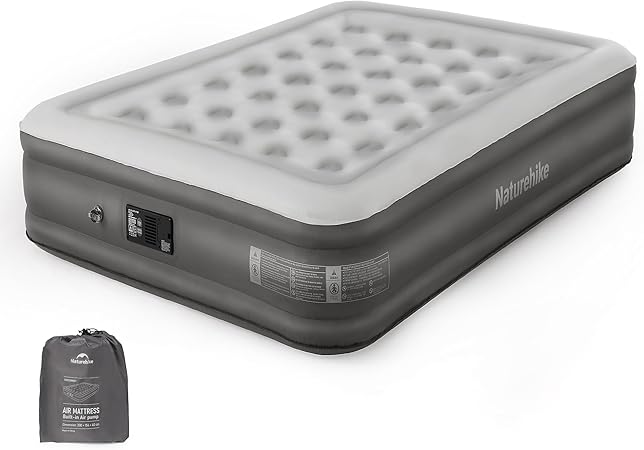 Naturehike Uppblåsbar säng med inbyggd luftpump, luftsängar (för 2 personer), automatisk uppblåsande madrass, gästsäng, luftmadrass för camping 200 154 40 cm, 300 kg max