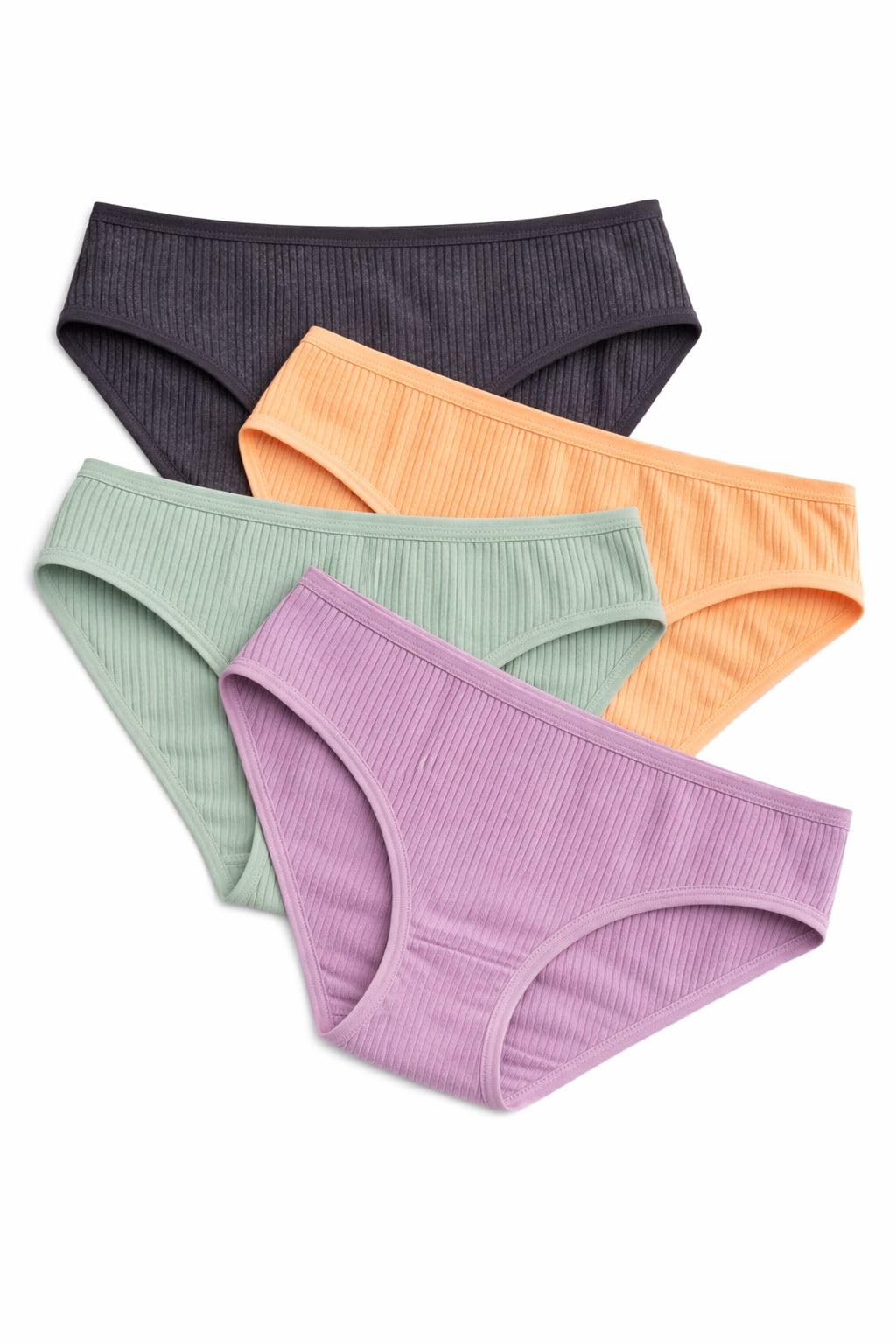 Women's Ribbed Cotton Bikini Panties, 4-Pack, Multicolor, Low Rise, Soft Stretch Underwear-image-15