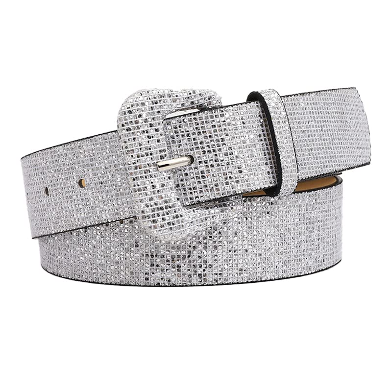 COTIM COYIN Broad Girls Sequin Sparkly Leather Belt
