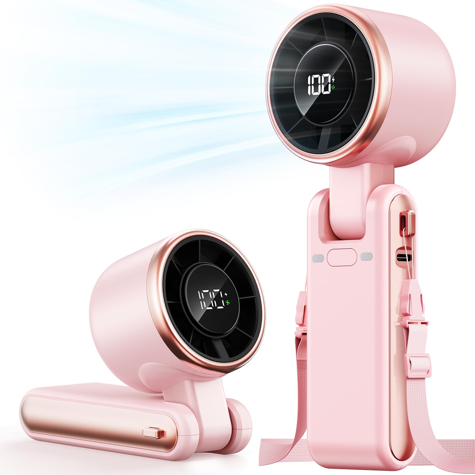 Portable Handheld Turbo Fan - 5 Gear High Speed 4000mAh Rechargeable Mini Personal Hand Fan Blow Cold Air