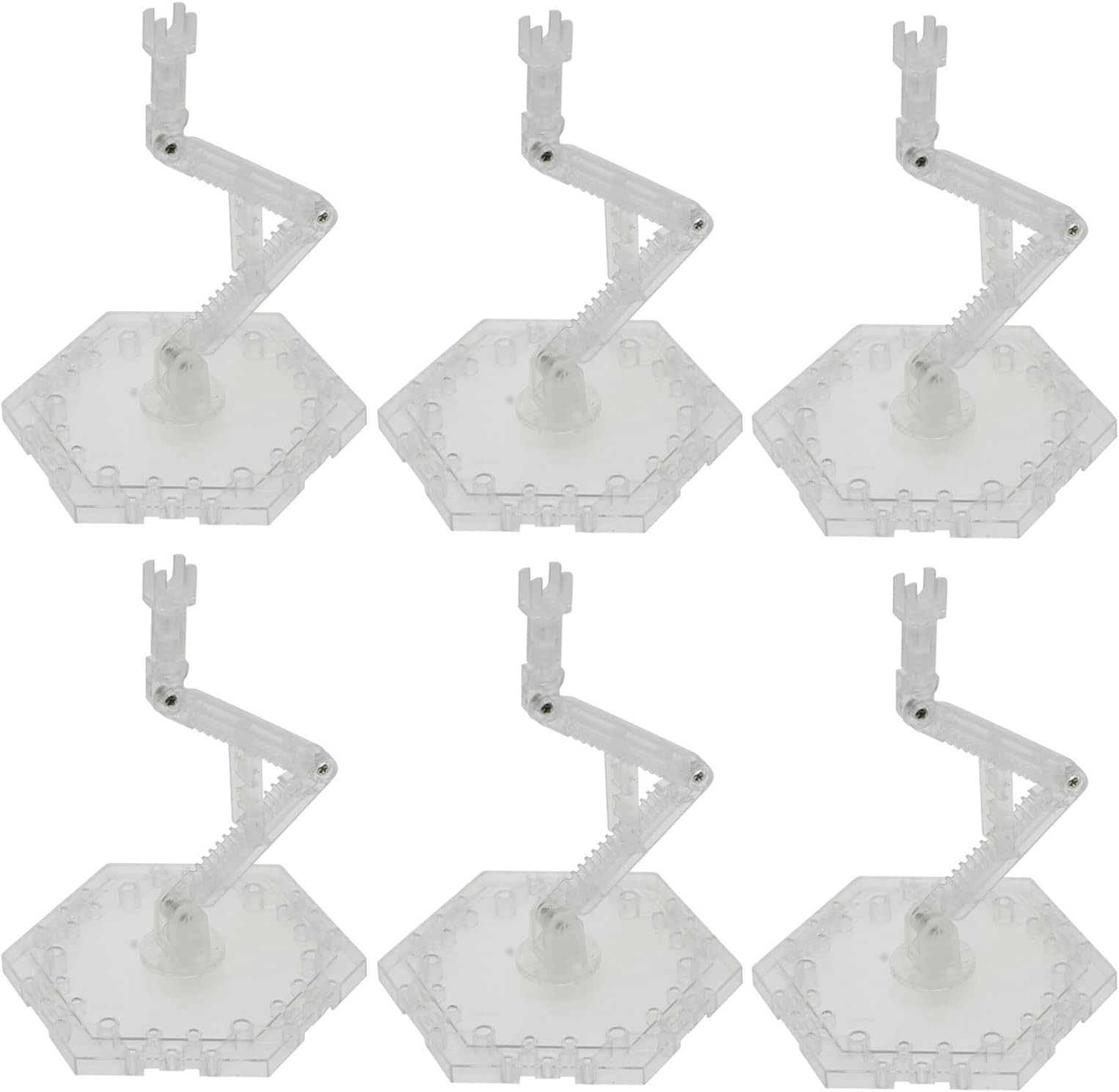 Hobby Model Action Base Display Stand, Gundam Model Stand Action Figure Stand Compatible with MG RG HG Universal Models Stand (Transparent 6 Sets)