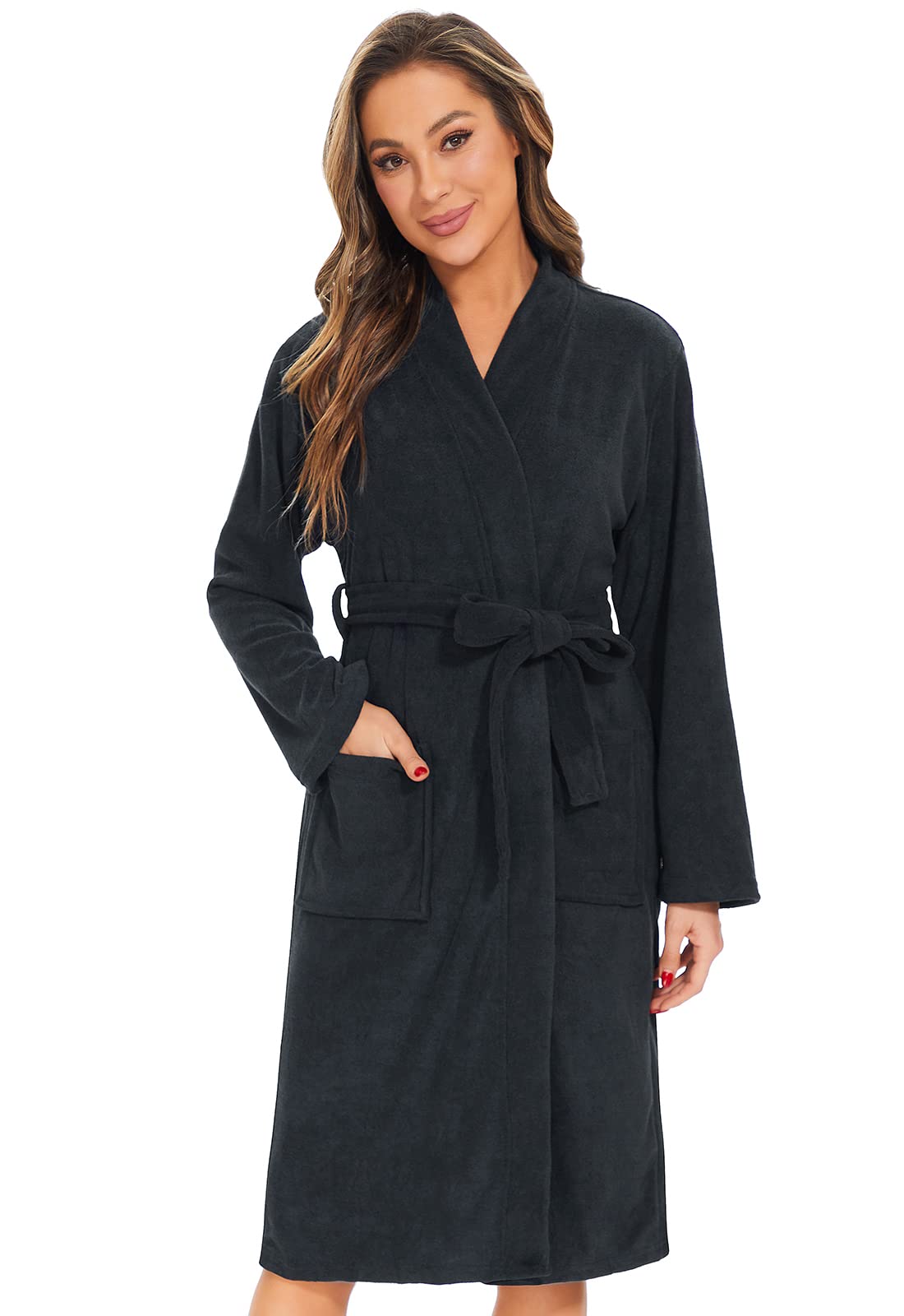 Kniffi Kimono Bathrobe for Women Terry Cloth Robes knee length towel Bathrobe