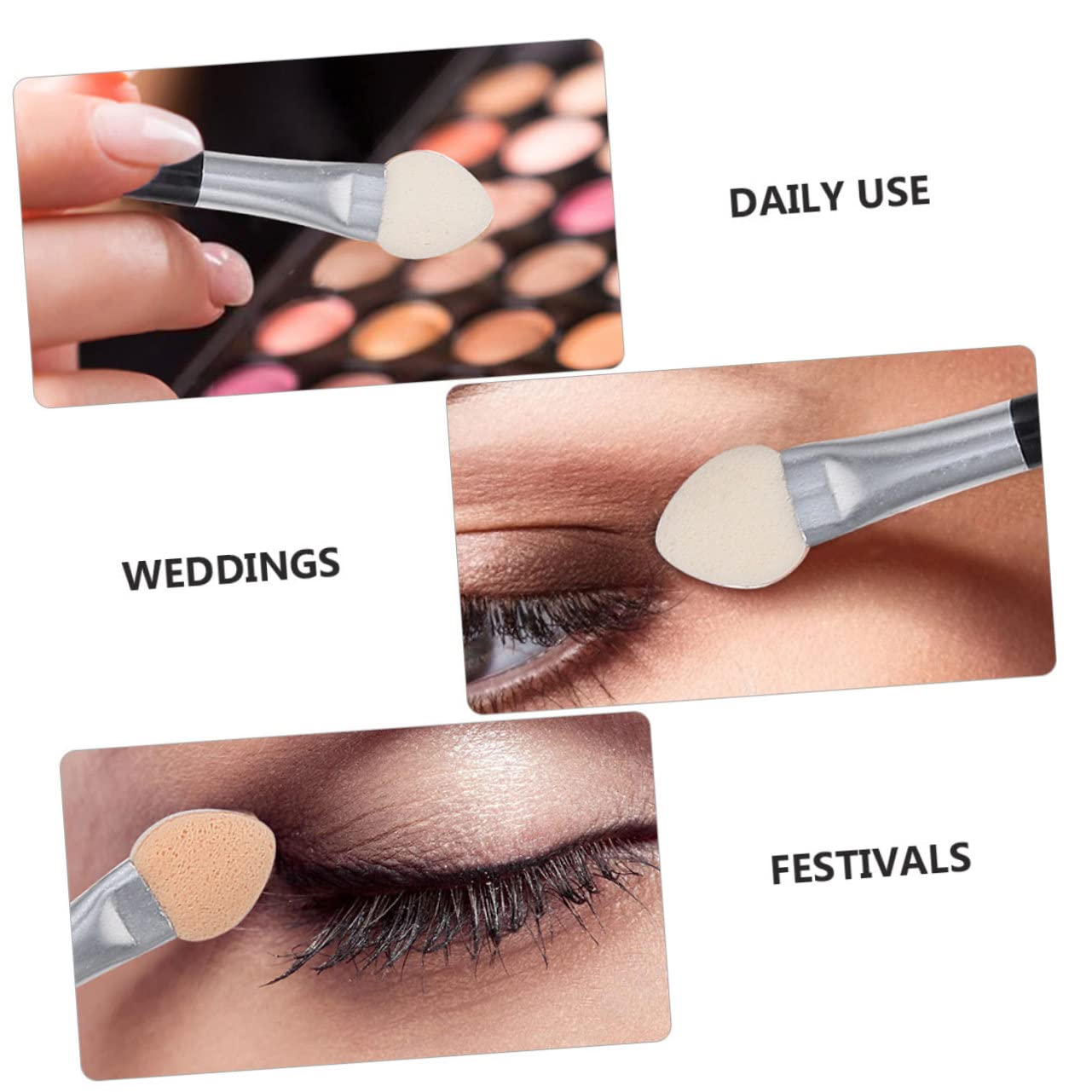 Ipetboom 3sets Convenient Eye Shadow Applicators Set Double-ended Makeup Brush Small Makeup Tools Portable for Travel 24pcs*3