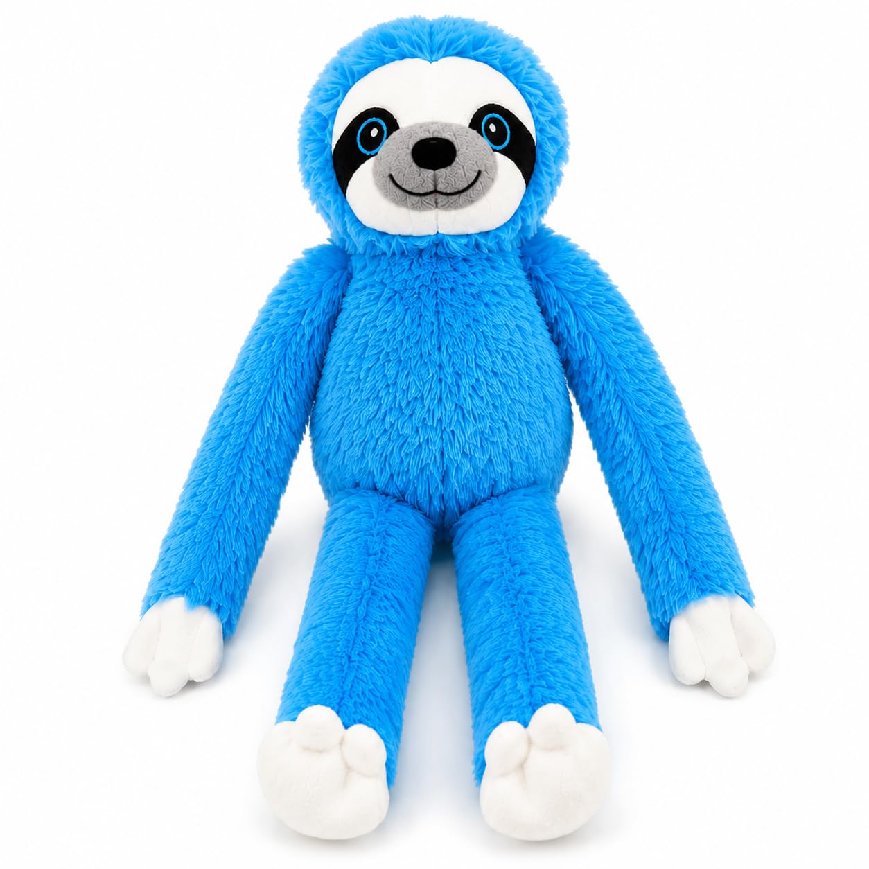 D.I.L Plush Sloth Soft Stuffed Toy, 25cm, Polyester, Cute Long Arm Hanging Doll for Kids, Yellow, Pink, Blue (BLUE)