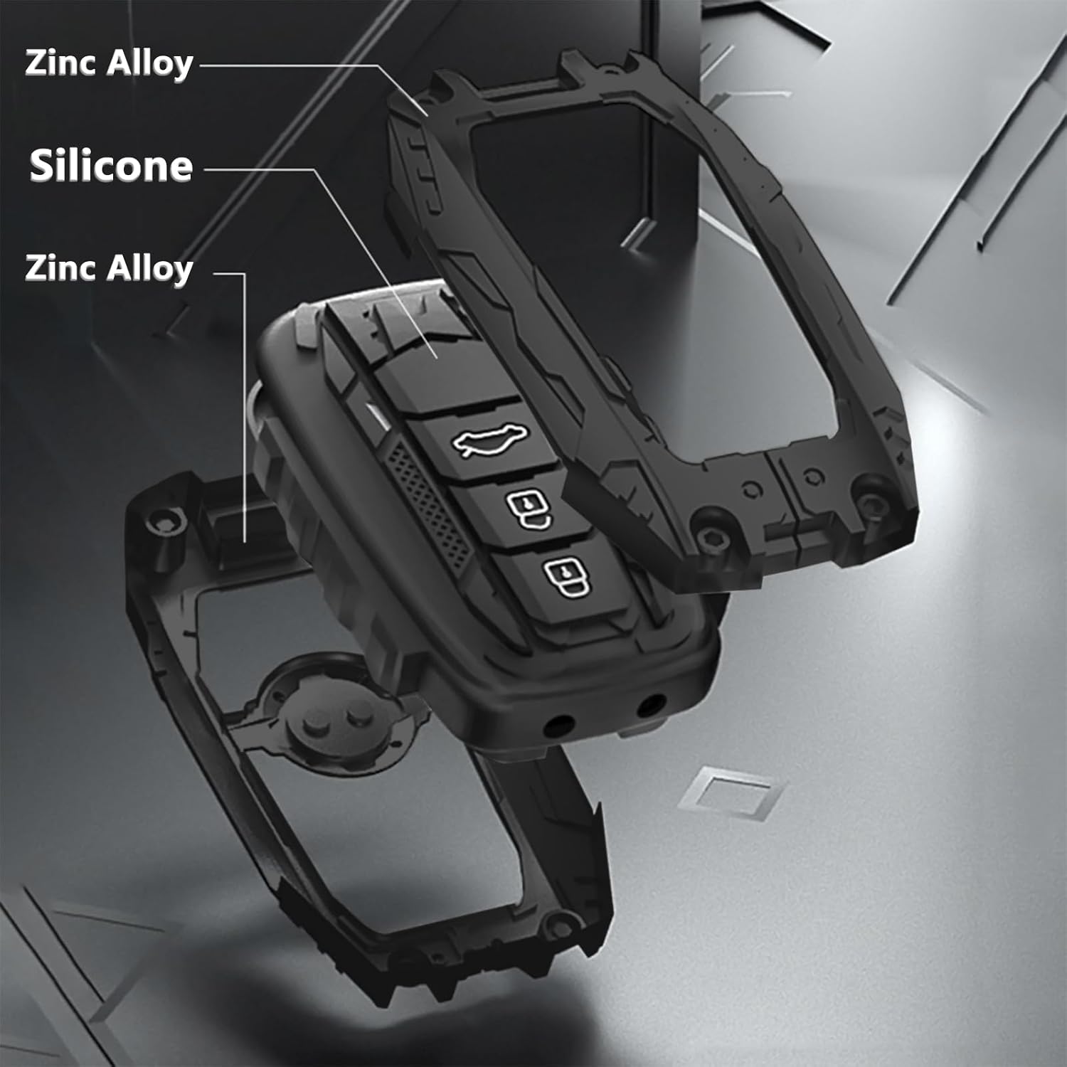 For Toyota Key Fob Cover with Keychain,Zinc Alloy Protection Car Key Case Accessories Silicone Keyshell