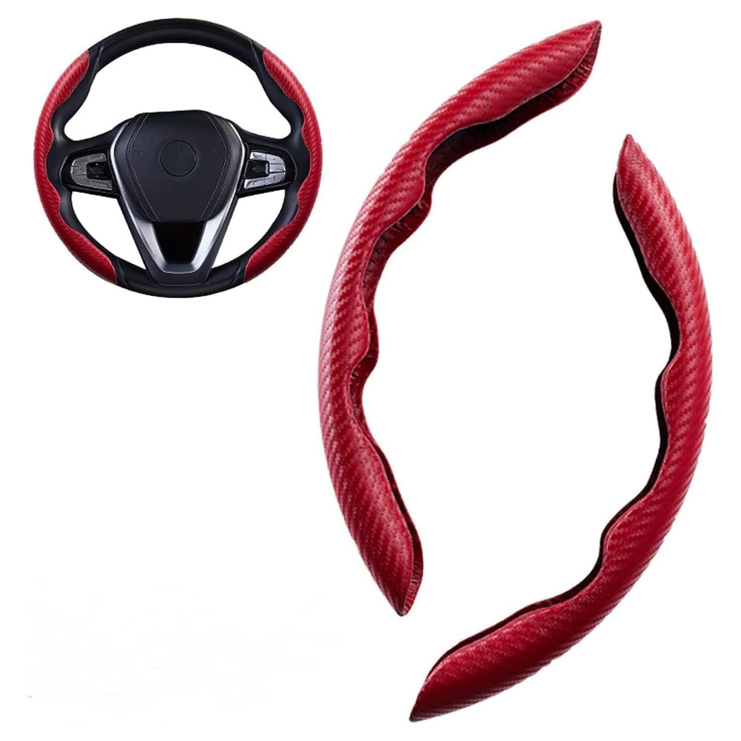 2 Pcs for Mitsubishi Pajero 2008-2011 V73 2011 L200Car Steering Wheel Cover,Anti-Slip Breathable Car Wear-Resistant Steering Wheel Protector.,C/Red