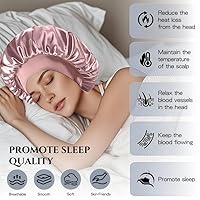 Vista 3 de Gorro de seda para mujeres durmientes, gorro de doble capa con forro de satén para dormir, gorro de ducha para mujeres con cabello rizado natural