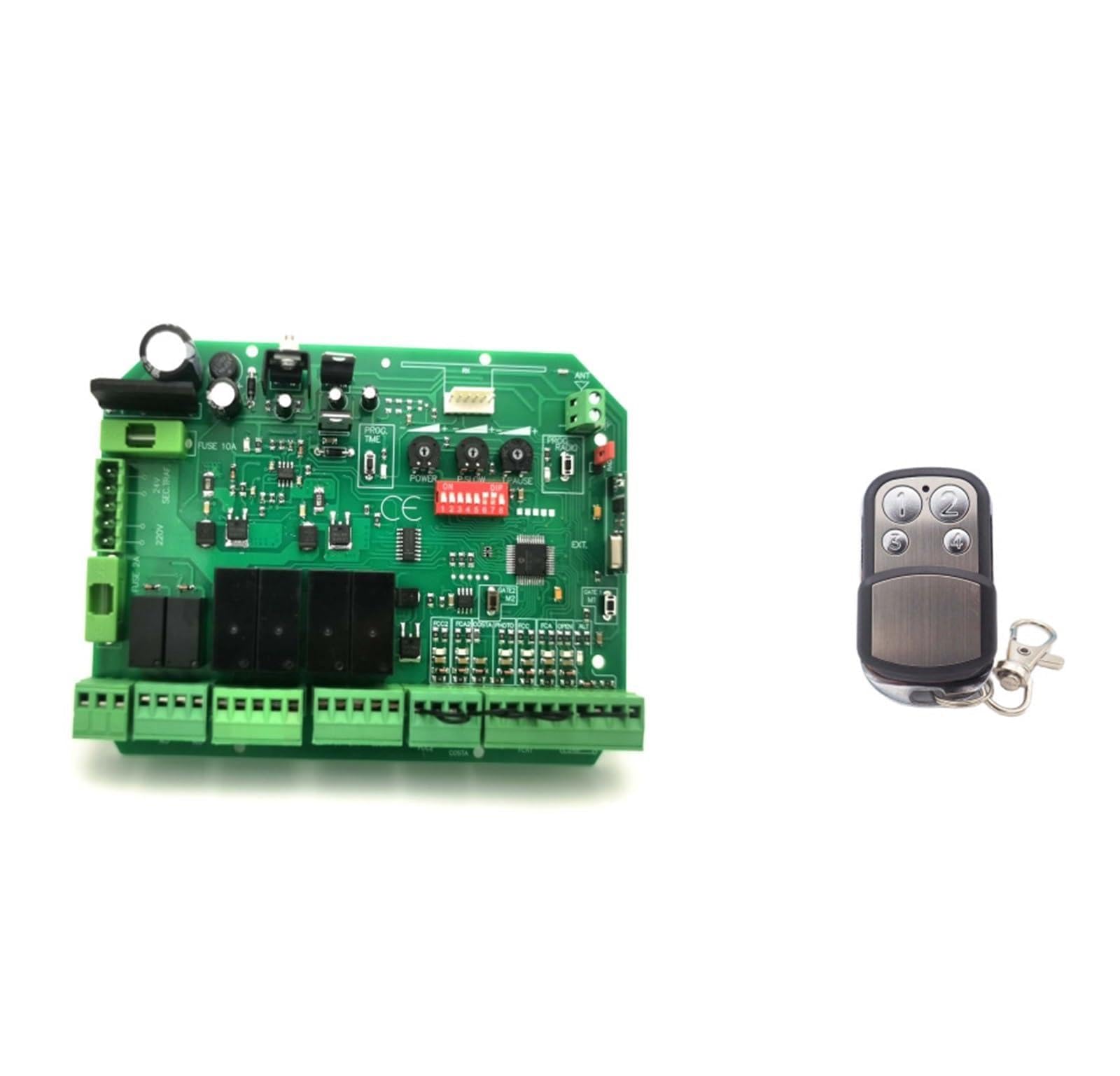 Mjfvn Dc24v With 4 Remote Swing/Sliding Dc24v/12V Gate Control Circuit Board Connect With Dual Motor Speed Regulation And Automatic Door Closing(Dc24v With 4 Remote)