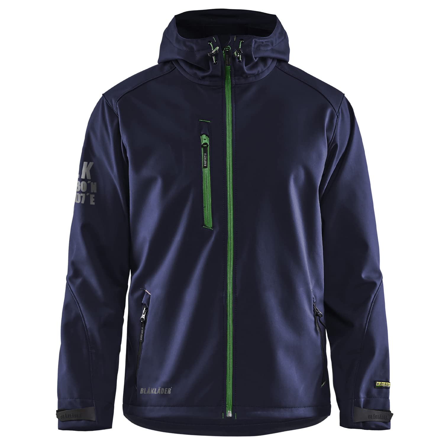 BLÅKLÄDER Men's Pro Softshell Workwear Jacket with Hood 3-Layer Warm Insulated Windproof Waterproof Breathable Reflective