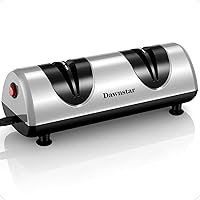 DAWNSTARLIFE Electric Knife Sharpener - Professional 2-Stage Home Kitchen Sharpener with Dust Collection, Silver Gray