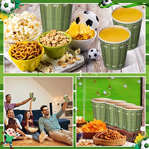 150 Pcs Football Themed Disposable Paper Cups 9 Oz Disposable Cups Green Football Cups Yard Line Paper Cups Football Party Decorations Tailgate Supplies For Sporting Event Birthday Party Family Dinner #TOP3