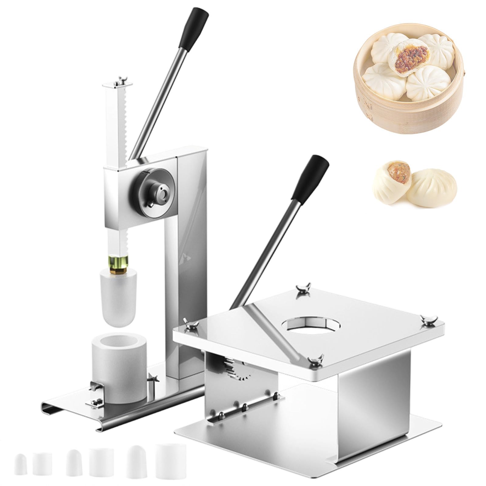 GwlThixion Baozi Maker, Manual Chinese Bun Making Machine, 400-500 Buns/Hour High Efficiency Cafeteria Kitchen Gadgets, for Delicious Buns largemold M
