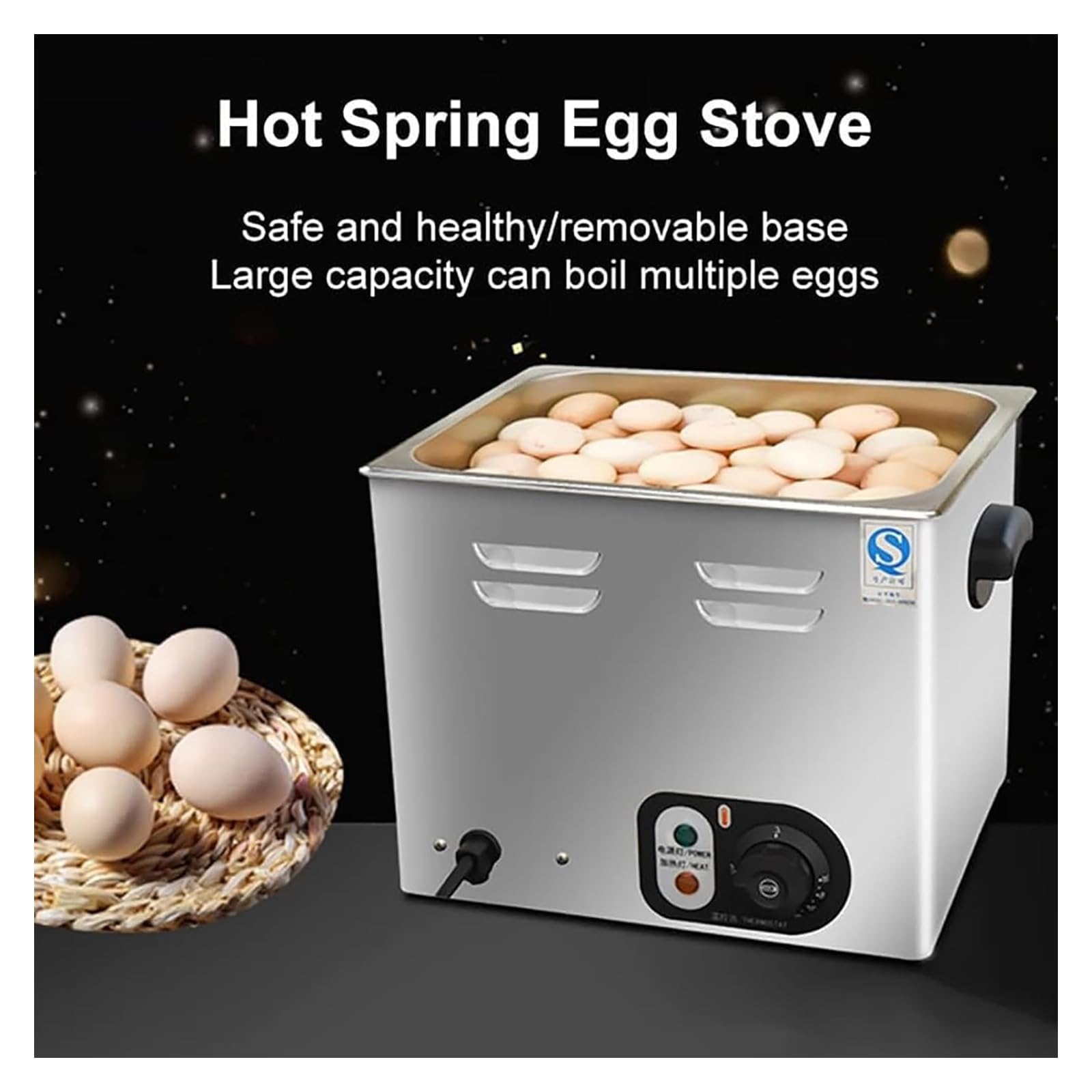 Cuociuova Commerciale Automatico con Sorgente Calda, Cuociuova Elettrico da 2600 W con Temperatura E Timer Costanti, Produce 60 Uova, per Uova Rapide Morbide, Medie, in Camicia, Sode