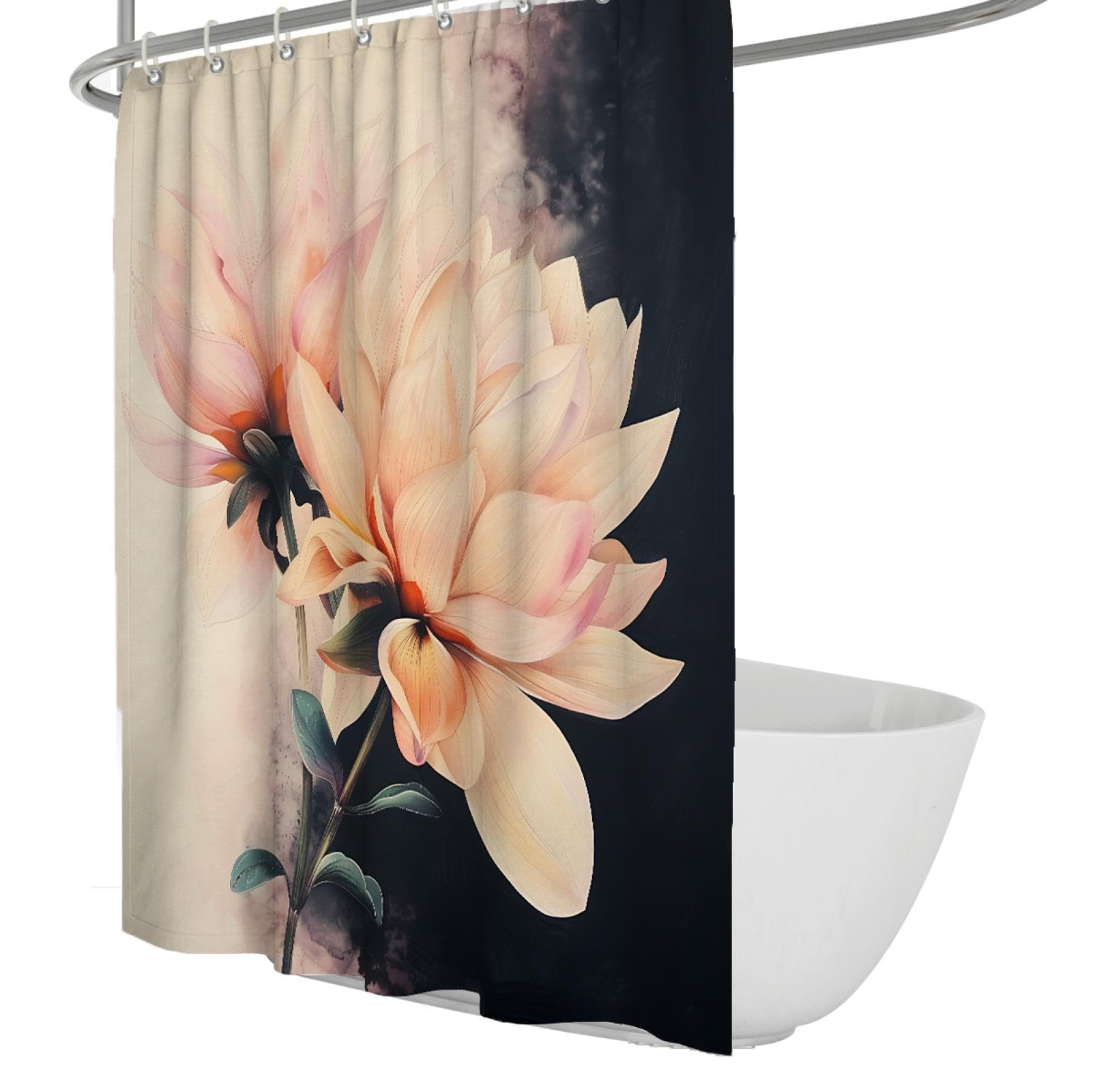 Cortina de ducha floral Cortinas de ducha de tela creativa moderna para una decoración de baño Cortina de baño lavable con ganchos 200Bx200Lcm