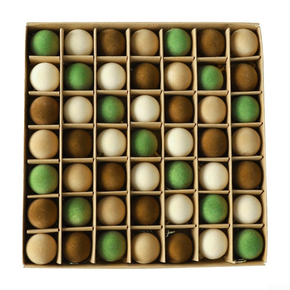 49 PCS Velvet Christmas Ball Ornaments, Shatterproof Plush Tree Baubles with Coffee and Khaki Decor, Small Hanging Festive Set for Home Office(Green)