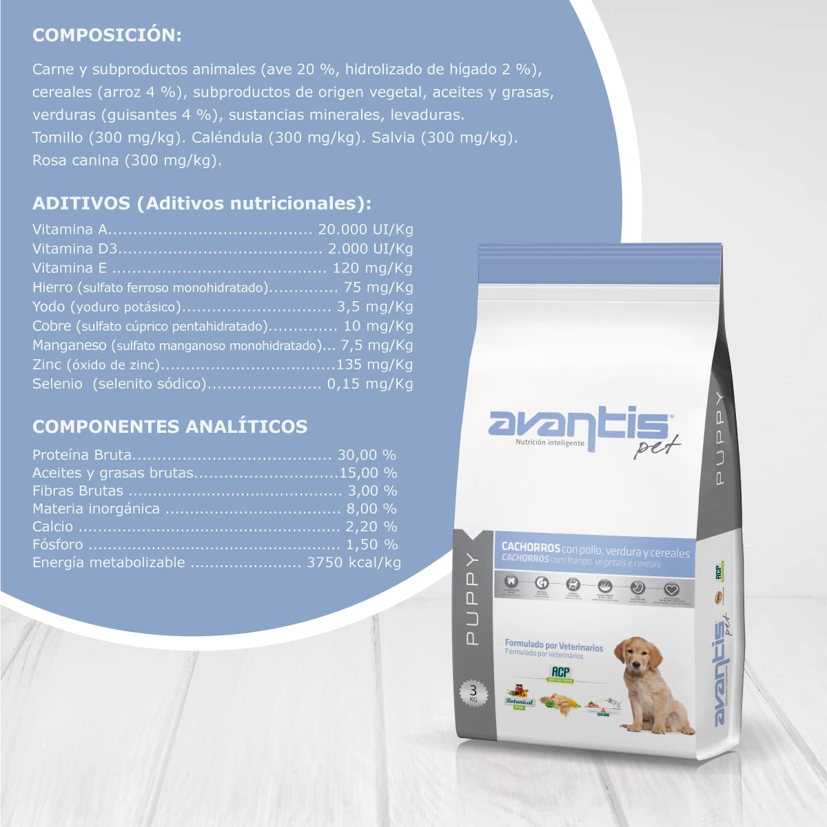 Avantis Pet Puppy - Cibo per Cani Cuccioli di Qualsiasi Razza - 3 kg - Cibo adatto per Mamme Incinte e Allattanti - Altamente Digestivo con Pollo, Verdura e Cereali (Confezione da 2)