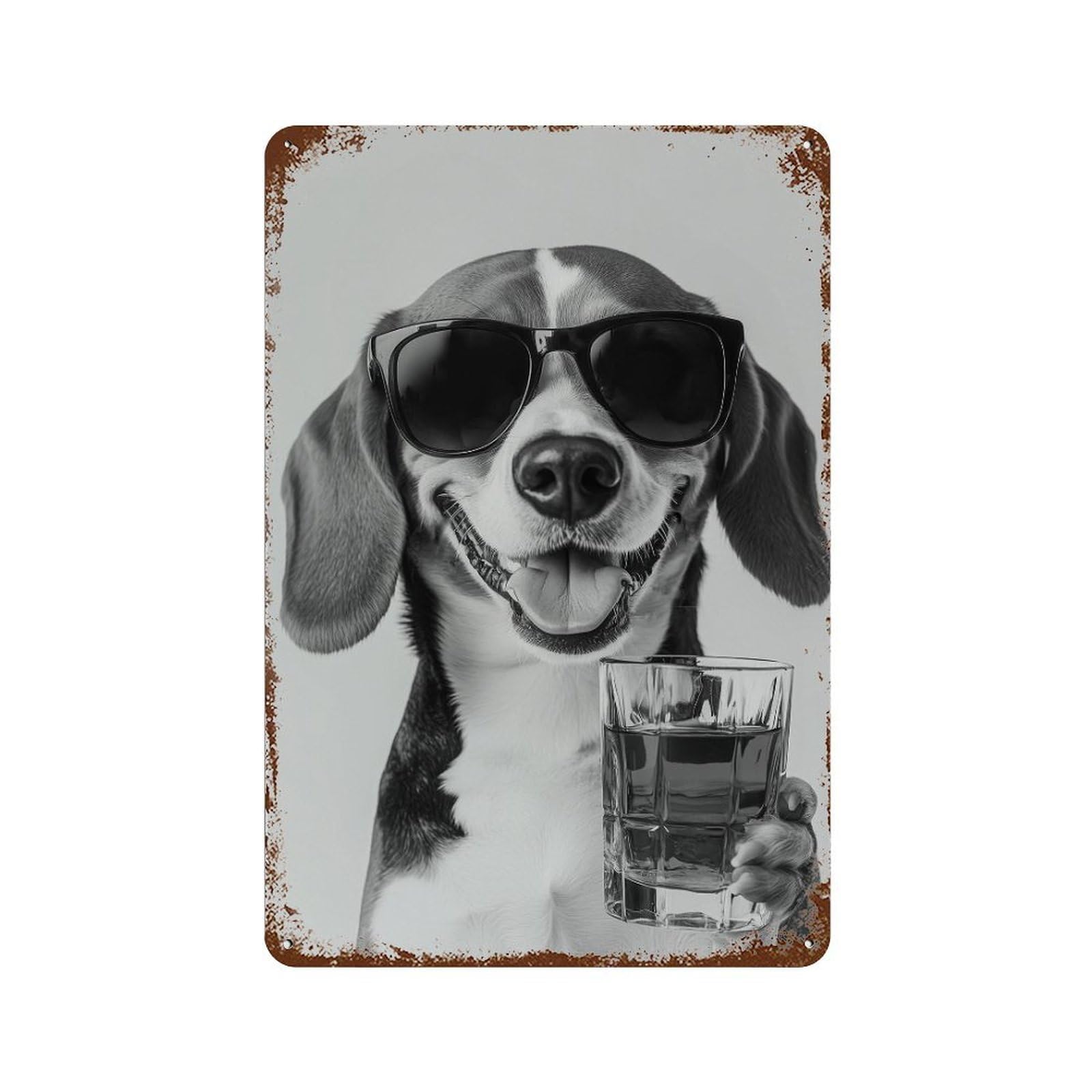 xiaoxiaoshen Funny Beagle Drinking Whiskey Art Wall Decor Art Metal Tin Poster Modern Home Decor Art Home Bar Shop Decorations Vintage Sign 30x20cm