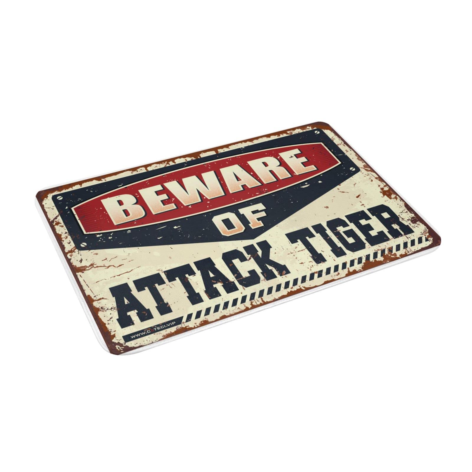 Zerbino per dormitorio con scritta "Beware of Attack Tigre", zerbino autunnale per interni ed ingresso (65 x 90 cm)