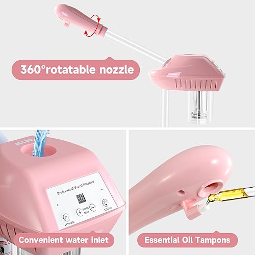 Miniatura 5 de Vaporizador facial profesional, vapor facial sobre ruedas, vaporizador esteticistas con más vapor para hidratación e hidratación, altura y ángulo
