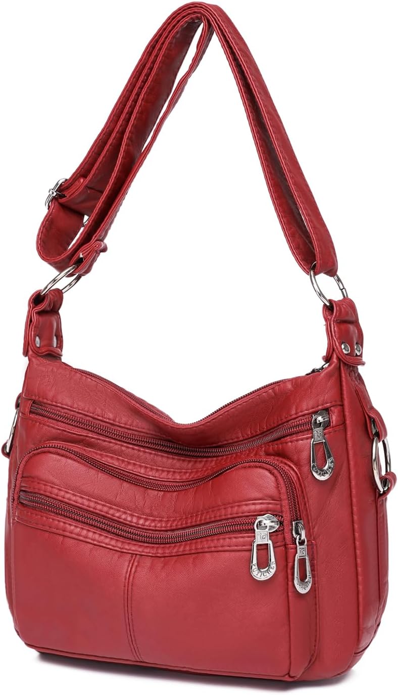 BanbituyTote Bags Crossbody for Women, Shoulder Purse Soft Leather Handbags Lightweight with Zip Closure Working Trave