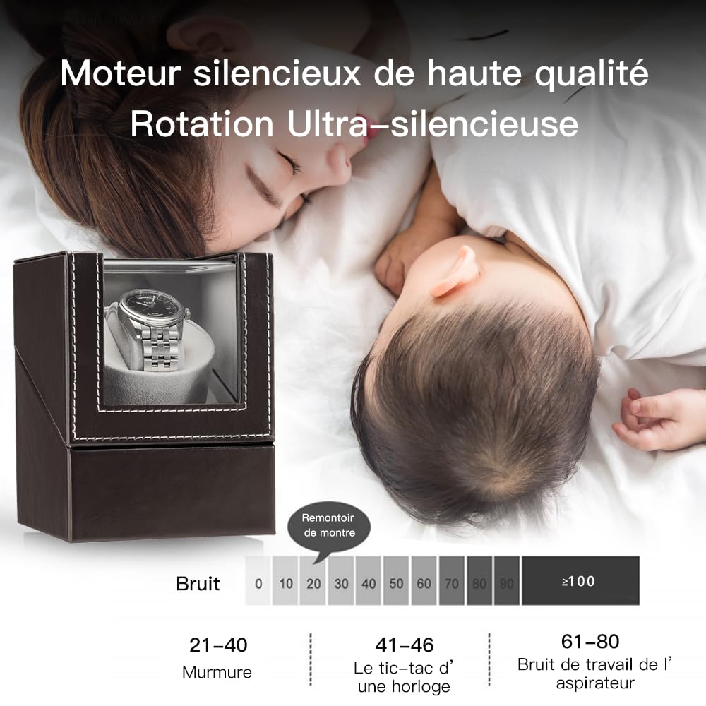 Automatische Uhrenbeweger Box Single Uhrenbeweger PU Leder Uhrengehäuse mit leisem Motor Batteriebetrieb Oder Netzteil für Automatikuhren