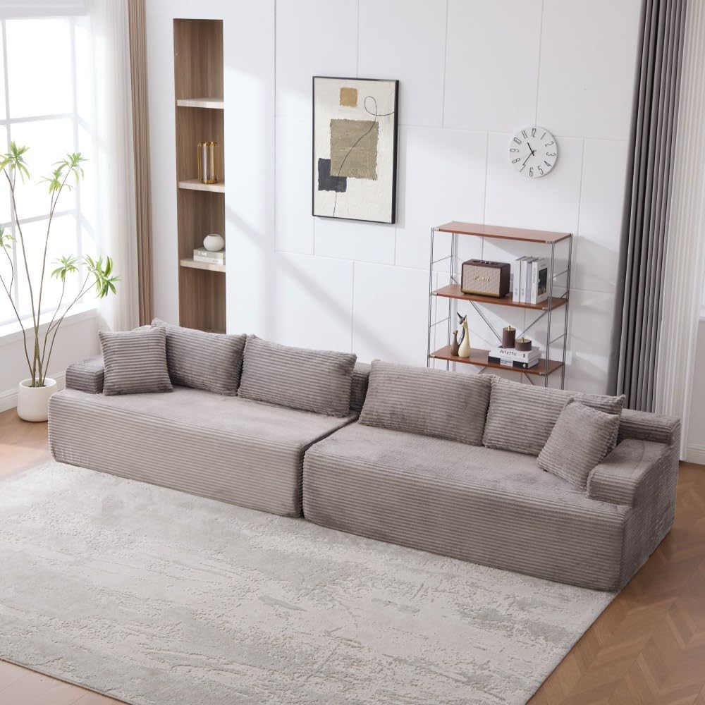 Canapé d'angle convertible,canapé convertible,canapé 6 places modulable à compression en tissu chenille,garni de mousse haute résilience 30D,doté d'une base antidérapante,Peut être librement combiné