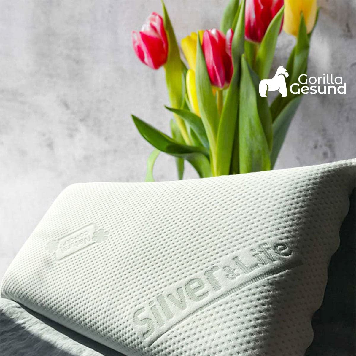 Almohada ortopédica para el cuello Silver Neck Wide – Almohada viscoelástica, almohada de espuma viscoelástica con funda Silver & Life – 72 x 42 cm – Altura 13 cm