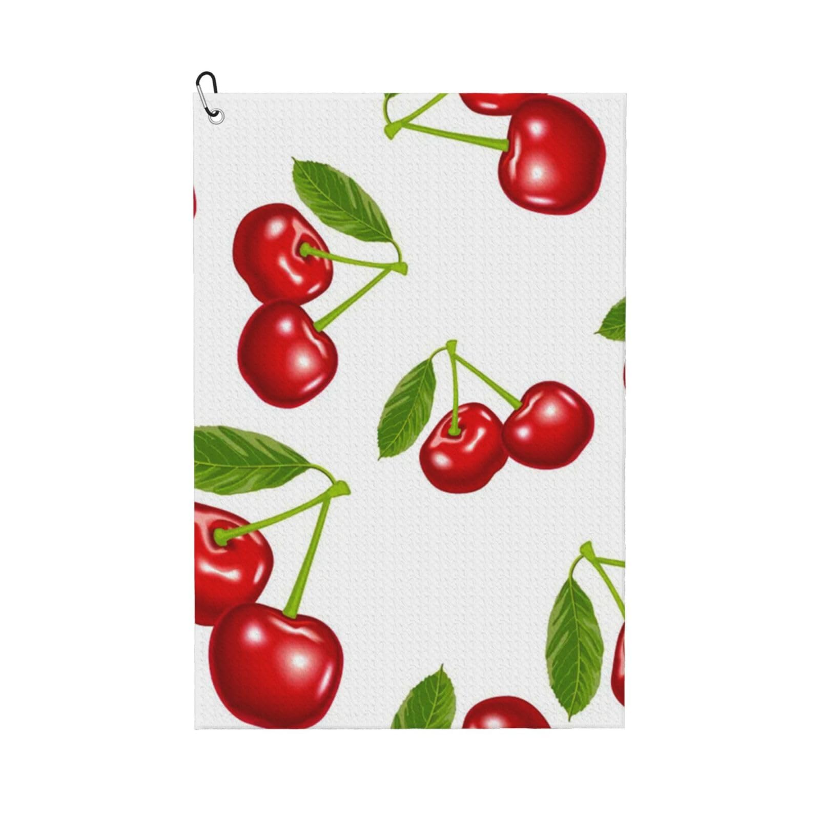 Hnnkloy Cherry Pattern, 16x24 in Portable Waffle Golf Towels with Carabiner Clip for Golf Bag
