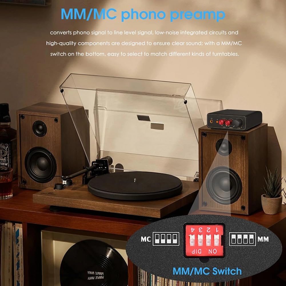 Preamplificatore RIAA Mini MM/Phono Stage per Giradischi/Giradischi in Vinile LP con Uscita Cuffie da 3,5 mm