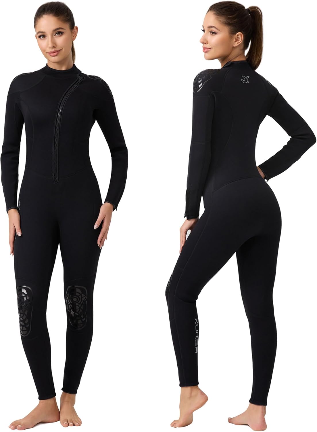 XUKER Wetsuit Men Women 3mm, Neoprene Wet Suits Front Zip Full Body Long Sleeve Diving Suit in Cold Water for Water Sports