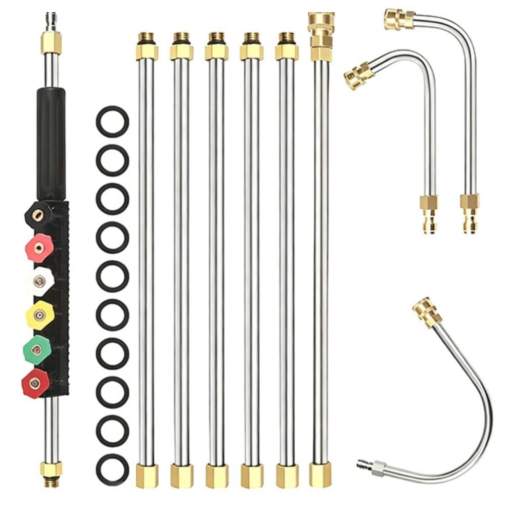 Kit de varita de extensión de presión telescópica para lavadora de 74 pulgadas, 4000 PSI con 6 boquillas M22 de 14 mm, conexión rápida para limpieza de ventanas de techo