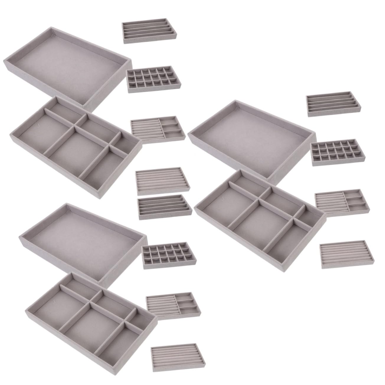 Boîtes de rangement pour bijoux Beavorty : lot de 3 plateaux pour bagues et colliers