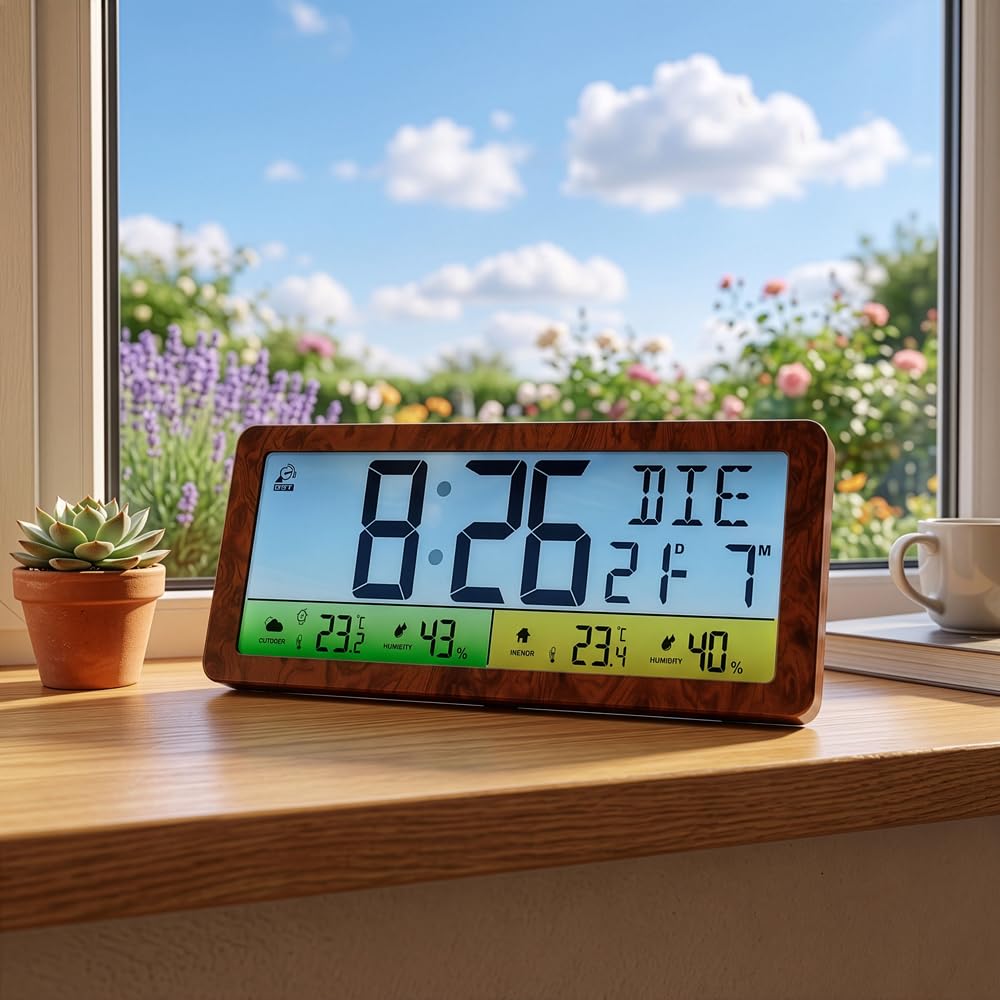 EUROtops Funk-Wetterstation – XXL-Farbdisplay, Außensensor & DCF-Funkuhr