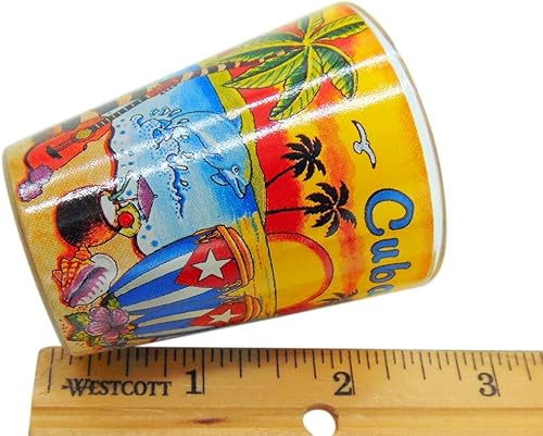 Miniatura 2 de Westmon Works Cuba Shot Glass Cuban Souvenir Pack Dos de los mismos vasos con escenas de la nación tropical de la isla