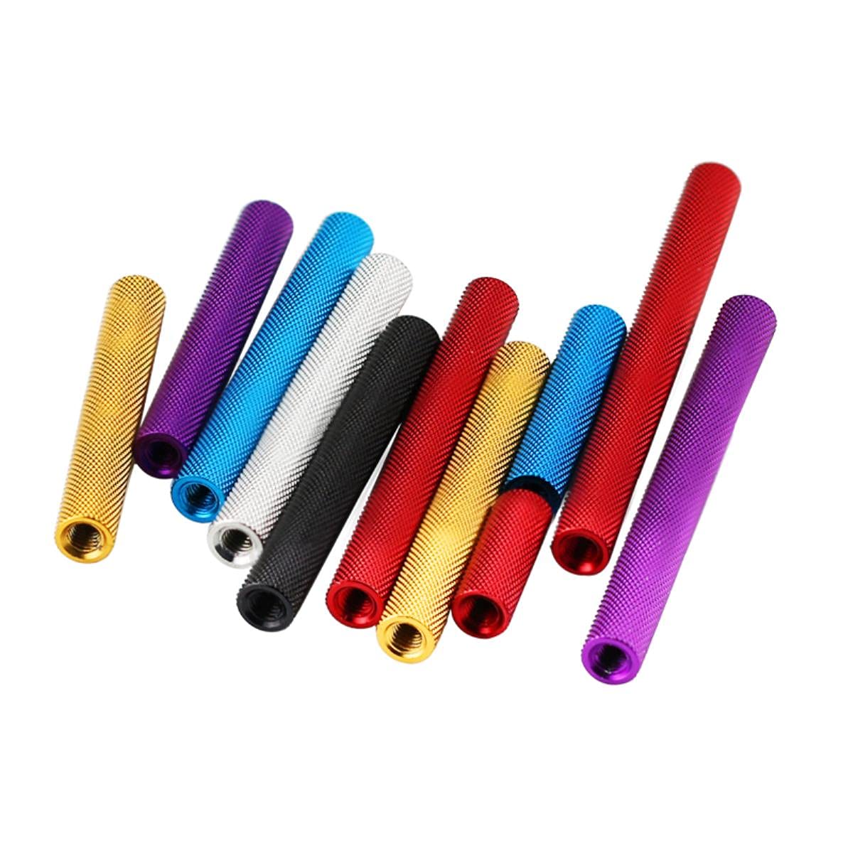 Kit 10 Distanziatori In Alluminio M3 X 45 Mm, Rotondi, Neri, Per Fissaggio Perni