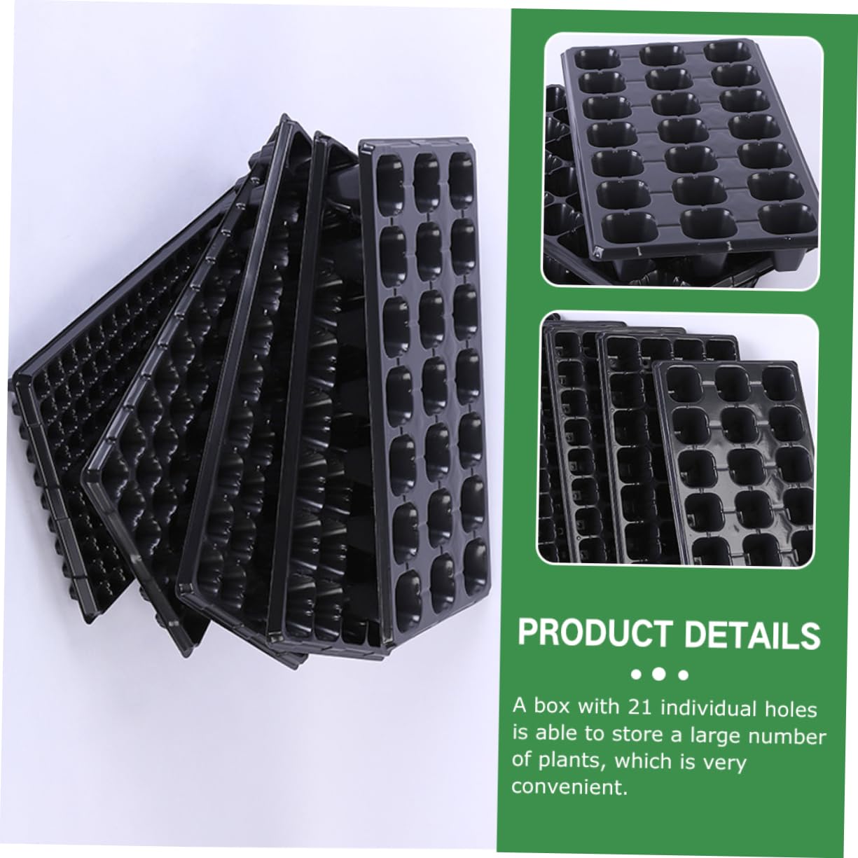 iplusmile Plateaux De Germination pour Plantes Jardin, Lot 10 Pcs 21 Alvéoles, Plastique Réutilisable Noir Épaissi, Semis Intérieur Extérieur, Plateau Imperméable Isolant Thermique