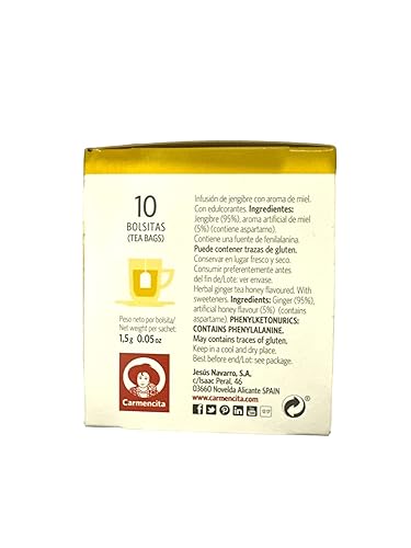 Jengibre con Miel Te Bolsas de Té de Jengibre y Miel 0.53 oz