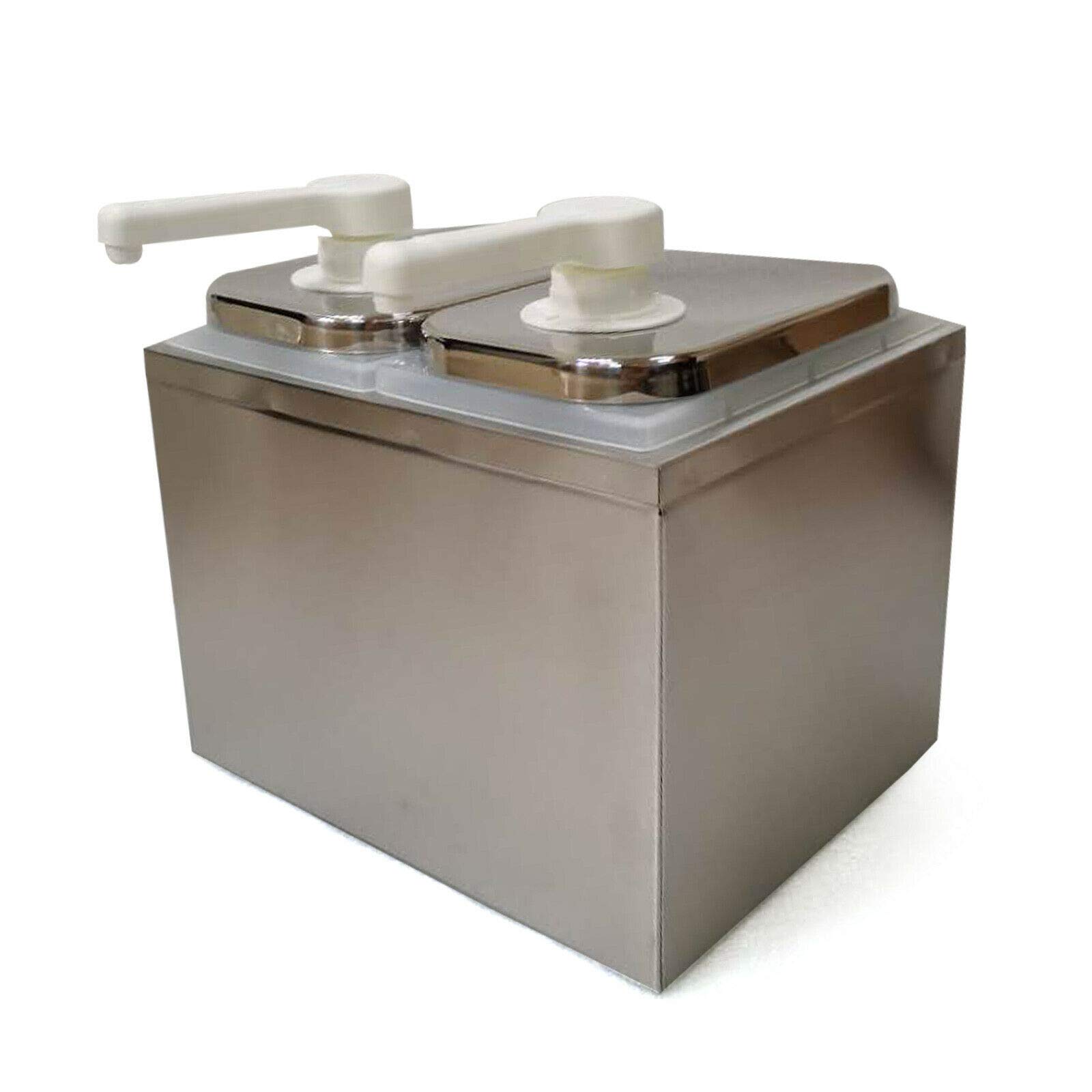 (similar)Gdrasuya10 Commercial Sauce Dispenser Pump Stainless Steel Condiment Pump Station Squeeze Condiment Dispensing Pump Buffet Equipment Dual Bucket for Salad Jam Sauce Squeeze (4L/2 Head)