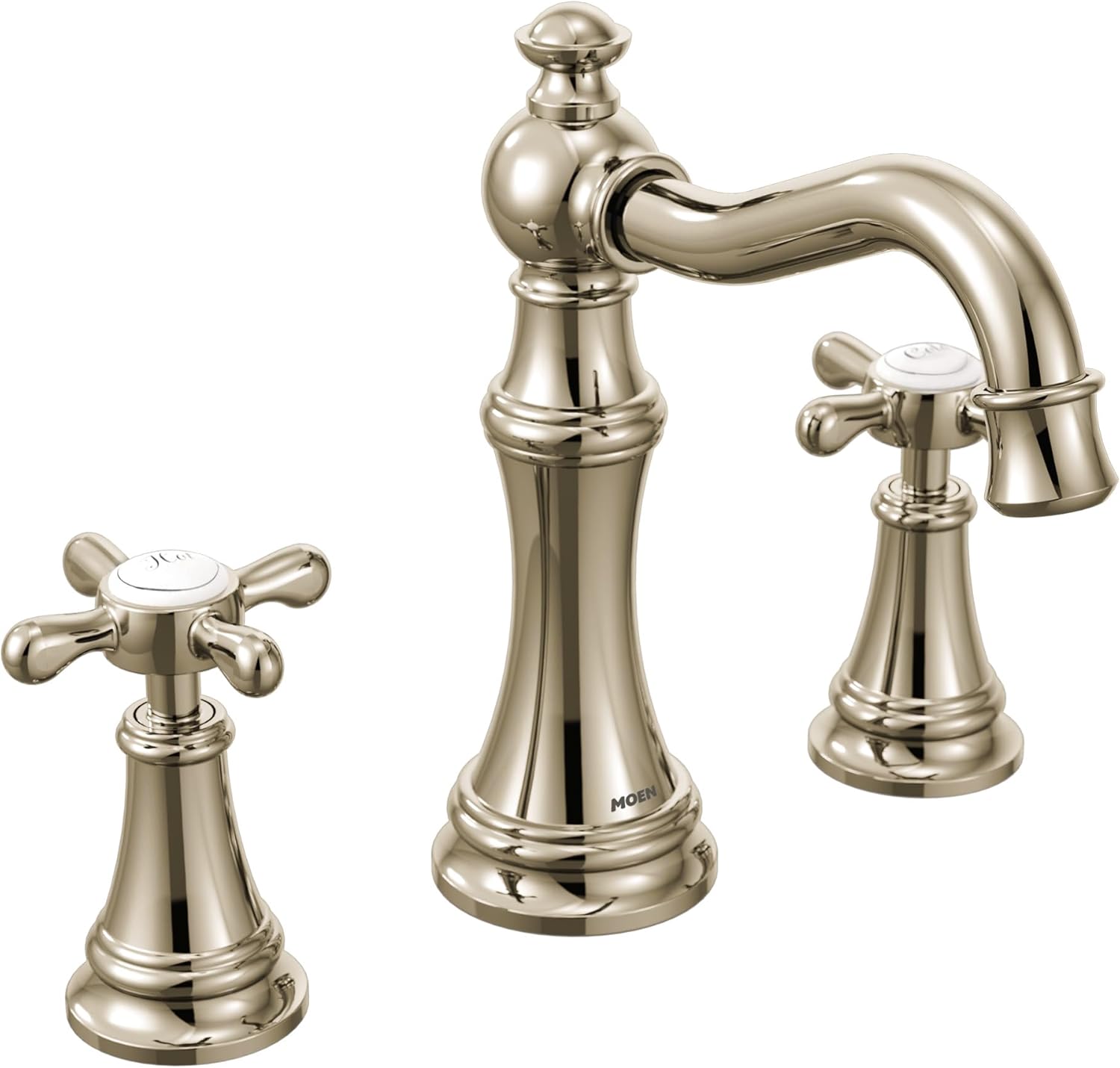 Moen Weymouth Polished Nickel Two-Handle Widespread Cross Handle Bathroom Faucet Trim Kit, Valve Included, TVS42114NL