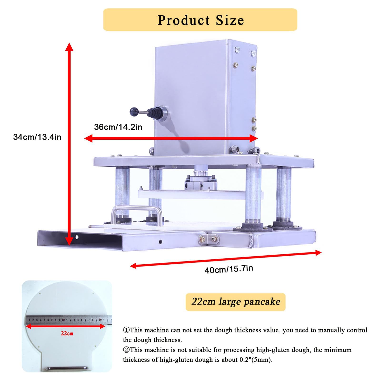 Presse À Pizza En Acier Inoxydable, Pizza Électrique Machine À Presser À Laminer La Pâte Commerciale, Machine À Presser La Pâte À Pizza Manuelle Pour Pizza, Tarte, Tortilla, Pâtisserie (Silver, 22cm)