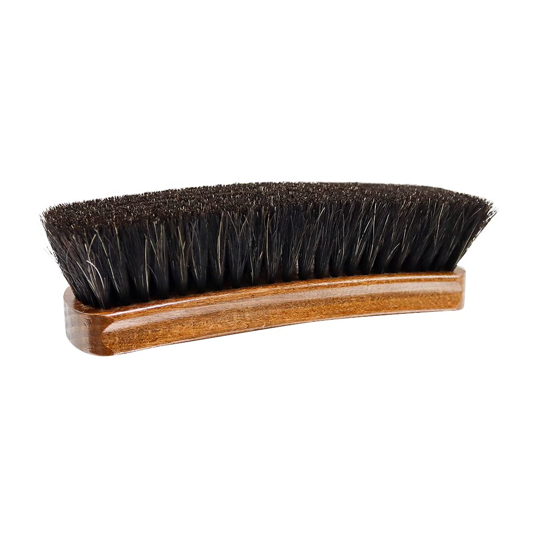 Birch Premium Quality Shoe Brush, 100% Horsehair, Shine Buff Polish Leather Shoes & Footwear [Large, 168mm x 53mm x 17mm] (Black Horse Hair)